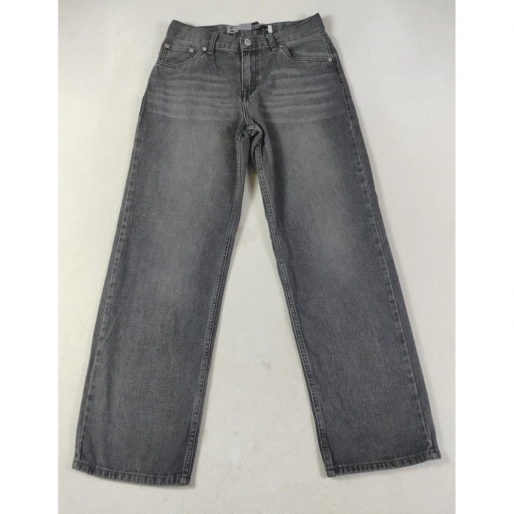 Levis SilverTab Stay Loose Jeans Youth 18 Gray Wide Leg Denim Adjustable Waist